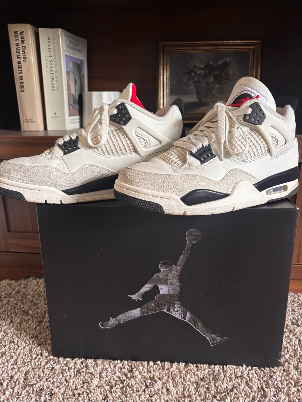 Air Jordan 4 Retro OG FC Flight Club Sail Black Red Men’s 8.5